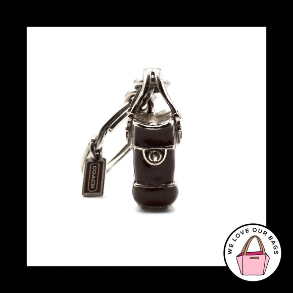 VINTAGE COACH Brown Gallery Tote 3D Enamel Nickel Fob Bag Charm Keychain 1K07 - Picture 2 of 6